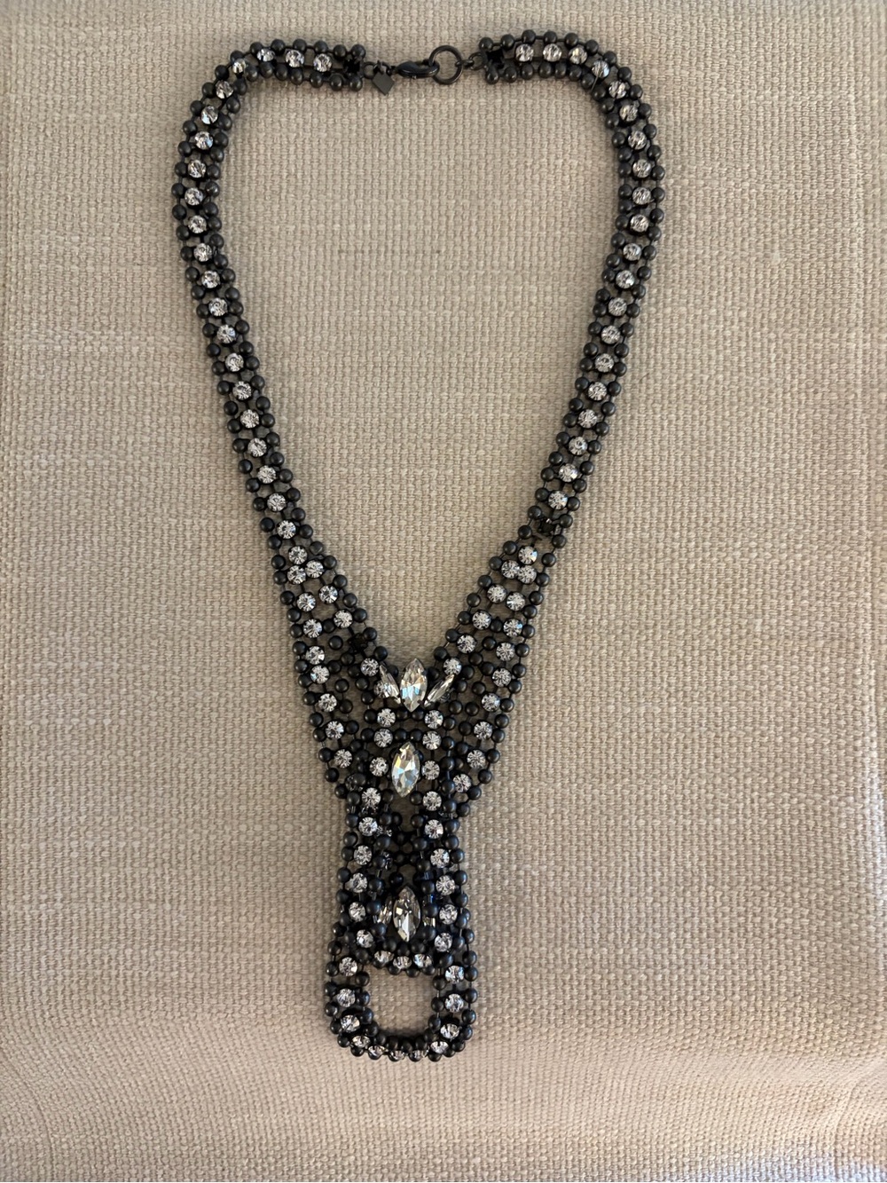 Statement Black and Clear Crystal Y-Necklace
